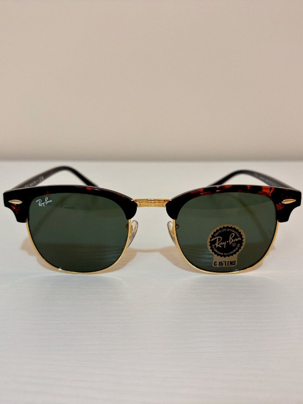 Ray Ban Clubmaster Sunglasses RB3016 Tortoise Gold Classic G15 Unisex